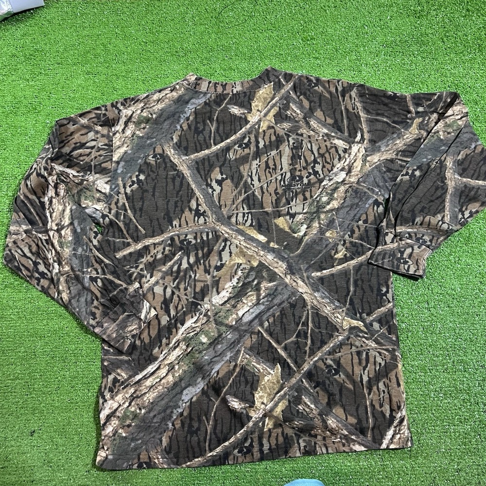Vintage Mossy Oak Shirt Mens M Shadow Branch Camo Outdoors Hunt Cotton Mock Neck
